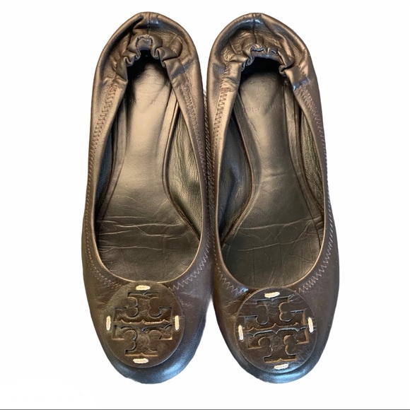 HP {Tory Burch} Dark Chocolate Reva Flats Women’s 7 Ballet - Picture 12 of 14